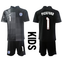 Camiseta Inglaterra Jordan Pickford #1 Portero Primera Equipación para niños Mundial 2022 manga corta (+ pantalones cortos)